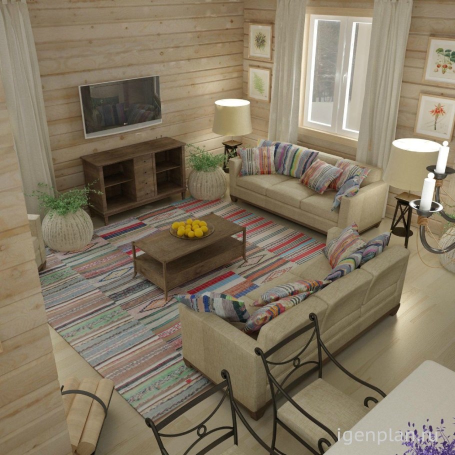 Гостиная в деревянном доме