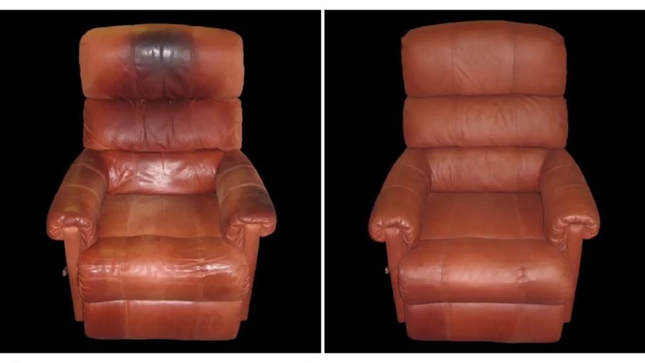 Кожаный диван до и после