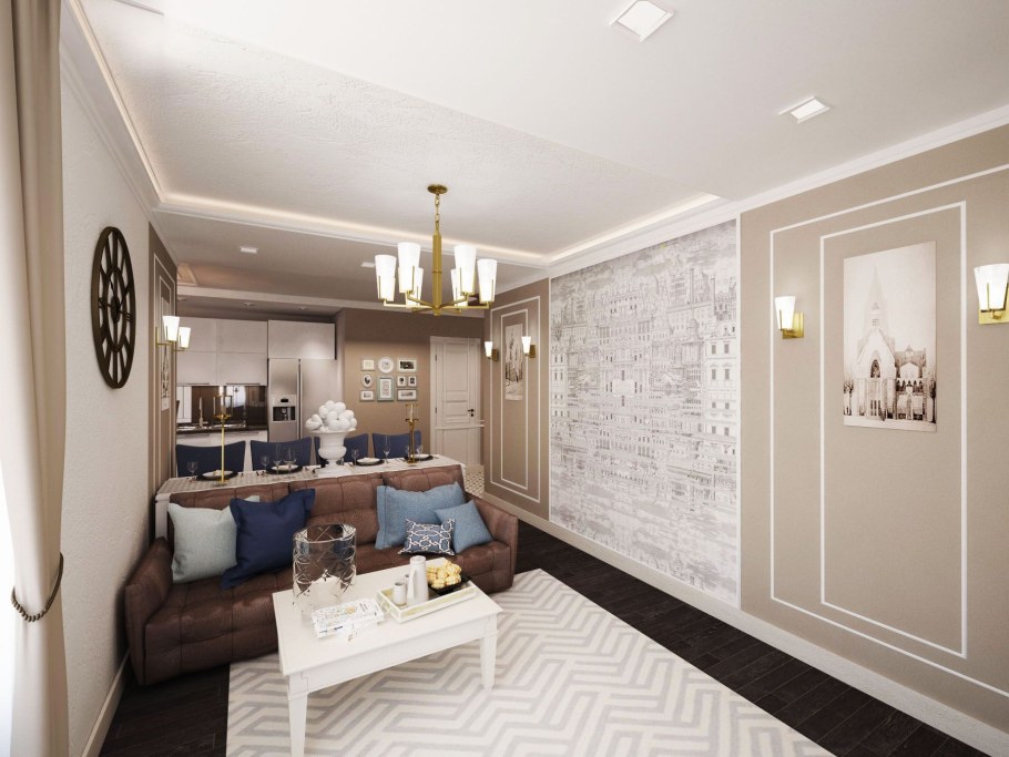 Интерьер трехкомнатной квартиры 85 кв.м