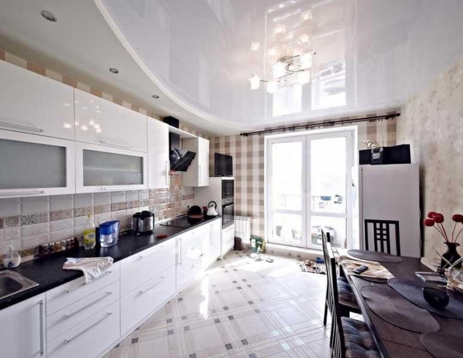 Кухня белый глянец в потолок