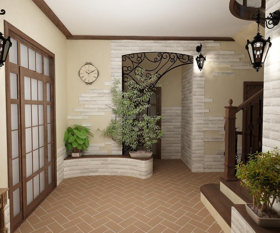 Отделка холла в частном доме