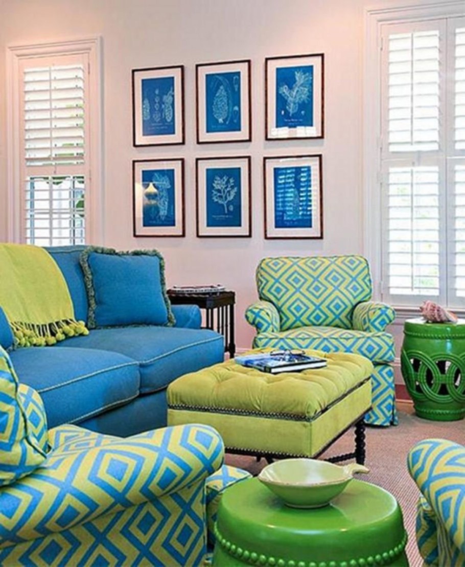 Интерьер в сине-зеленых тонах