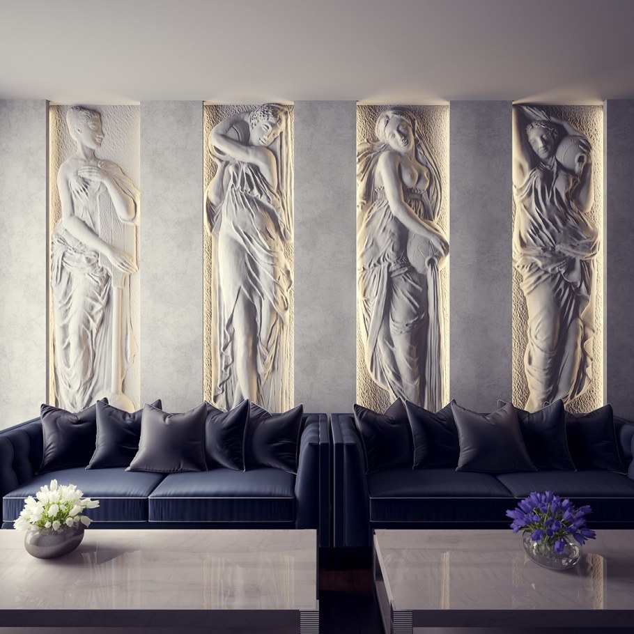 Deco line барельеф 3д Макс