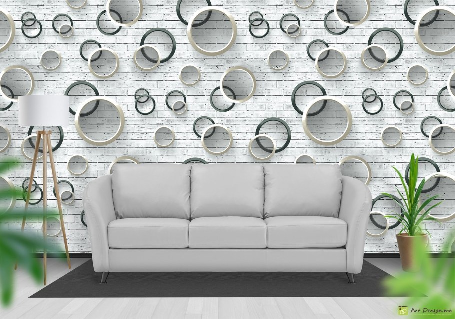 Обои круги 3д в интерьере