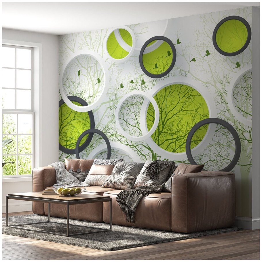 Обои 3 д кольца салатовые