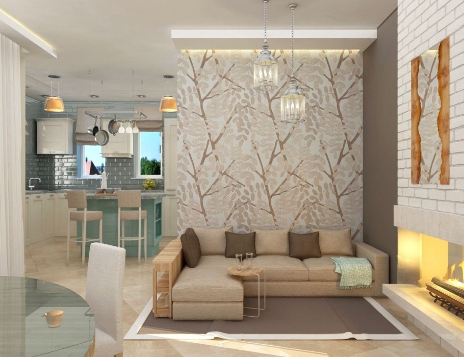 Зонирование кухни и гостиной