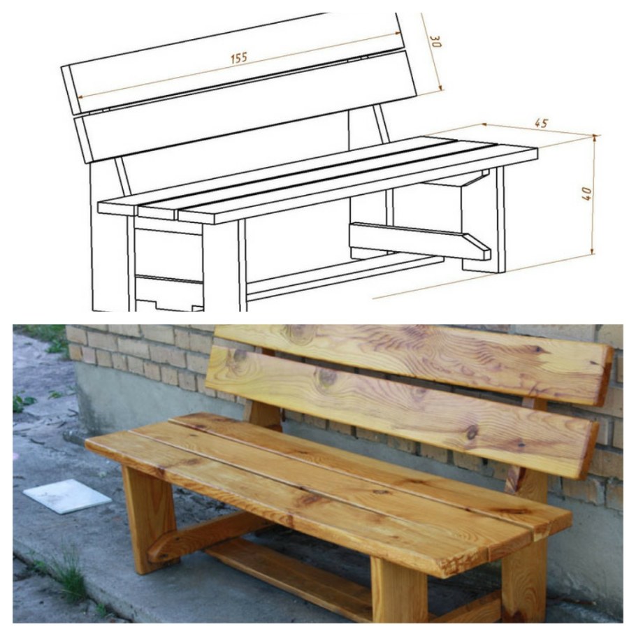 Простая деревянная лавочка