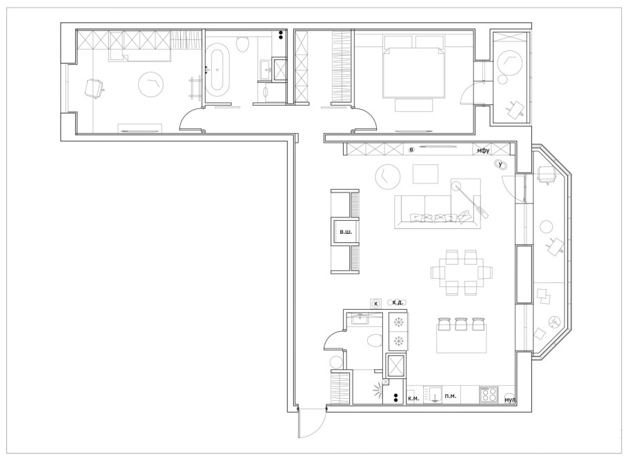 Планировка интерьера чертеж