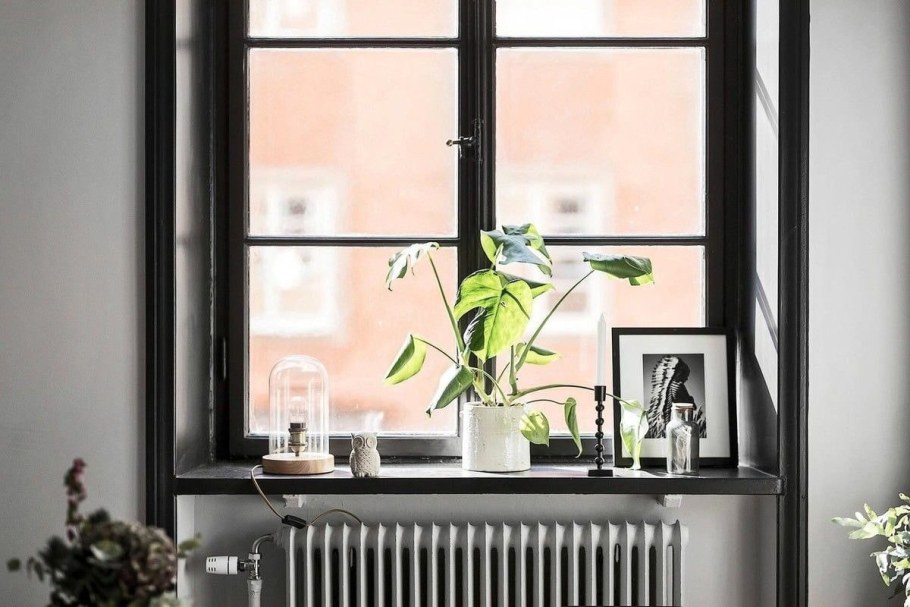 Темные рамы окон в интерьере