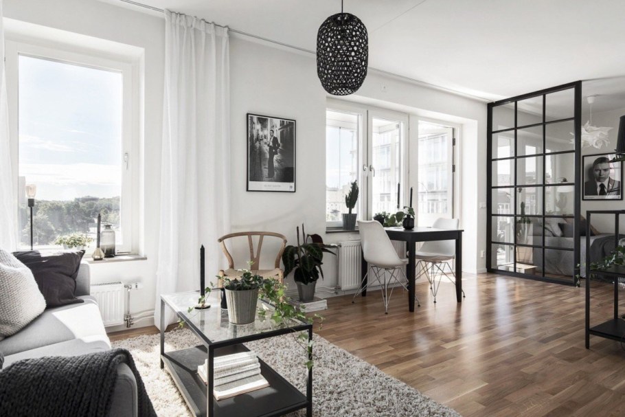 Черные оконные рамы в интерьере