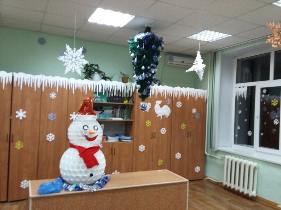 Украшение школьного класса к новому году