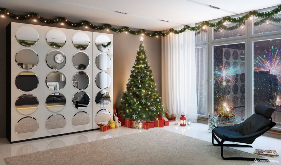 Оформление шкафа к новому году