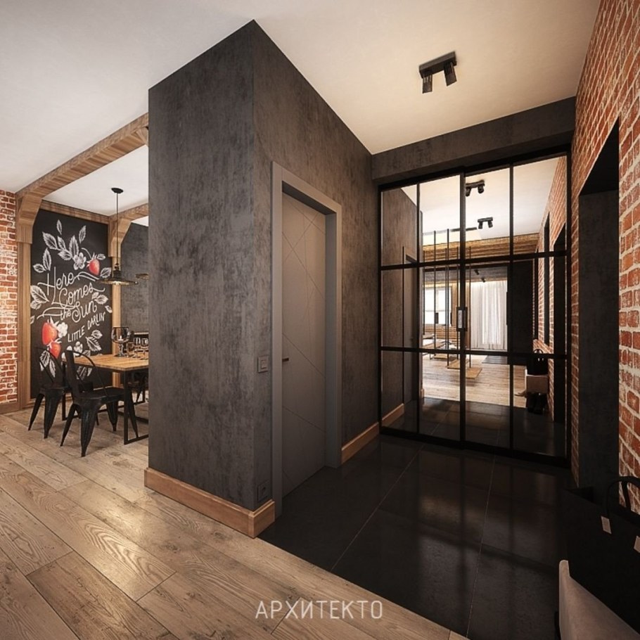 Интерьер прихожей в стиле лофт