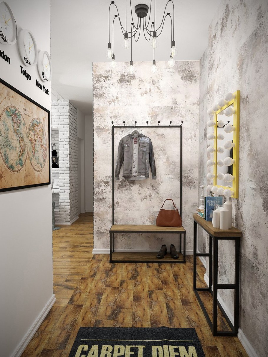 Интерьер прихожей в стиле лофт