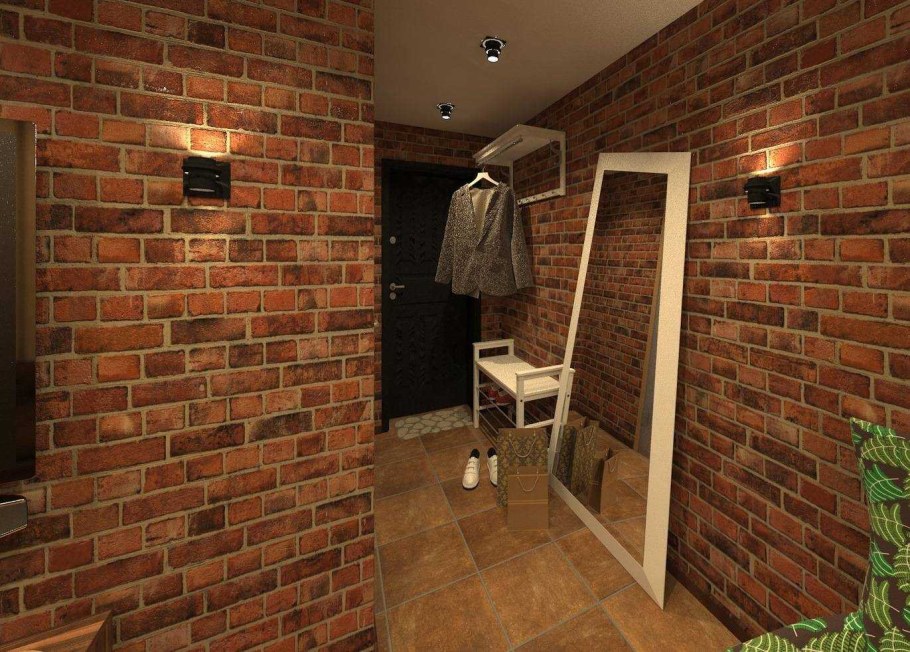 Кирпичная стена в коридоре