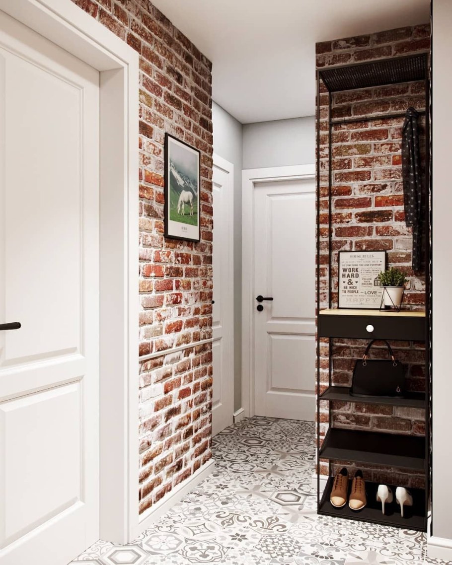 Кирпичики в прихожей интерьер