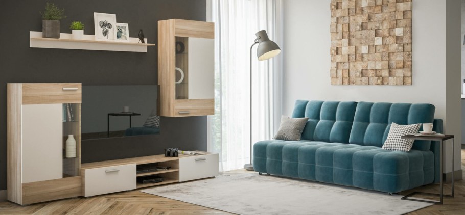 Стенка Lux сонома, белый снег