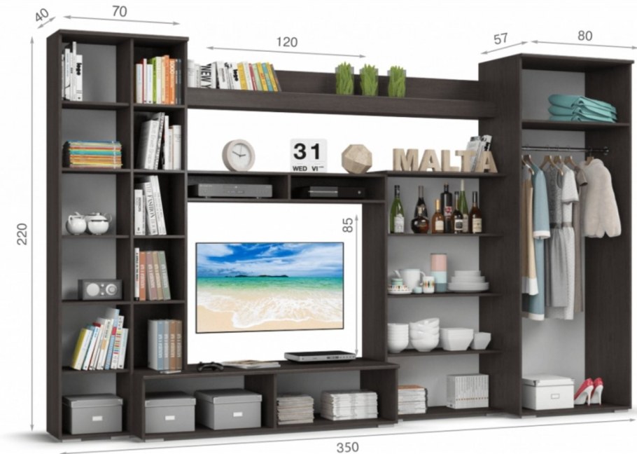 Стенка Мальта венге, дуб