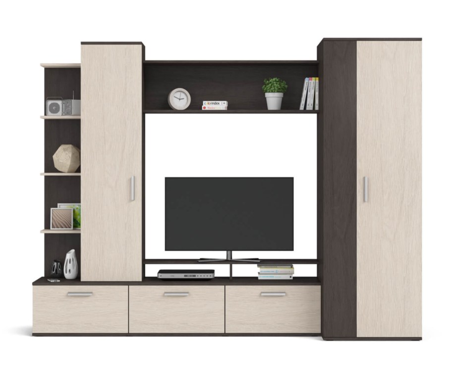 Стенка Прага венге дуб много мебели