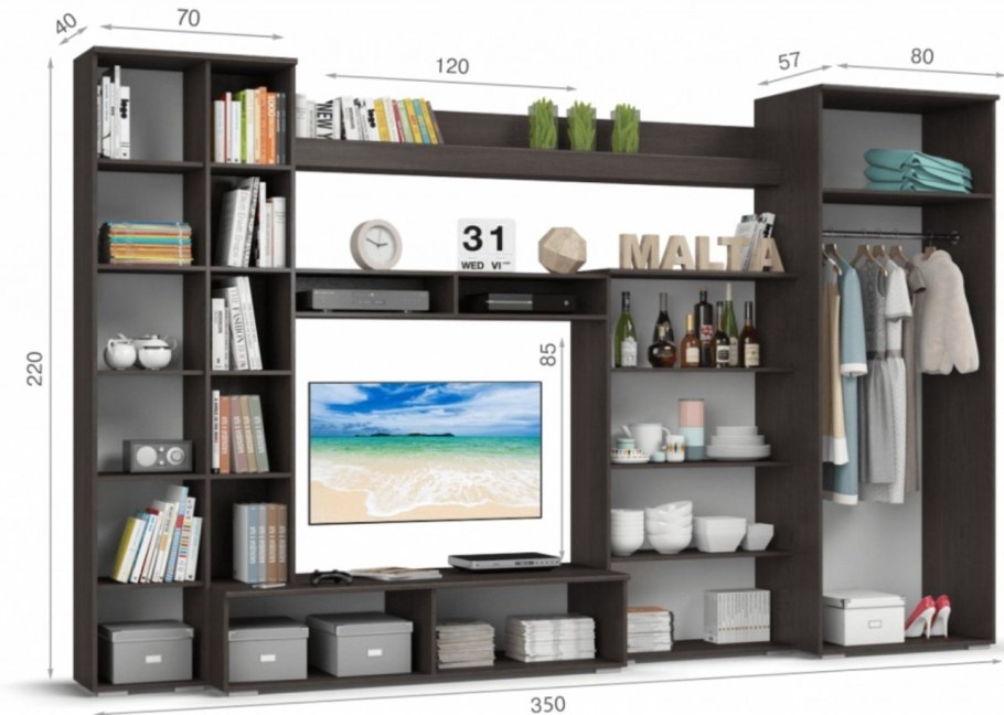 Стенка Мальта венге, дуб