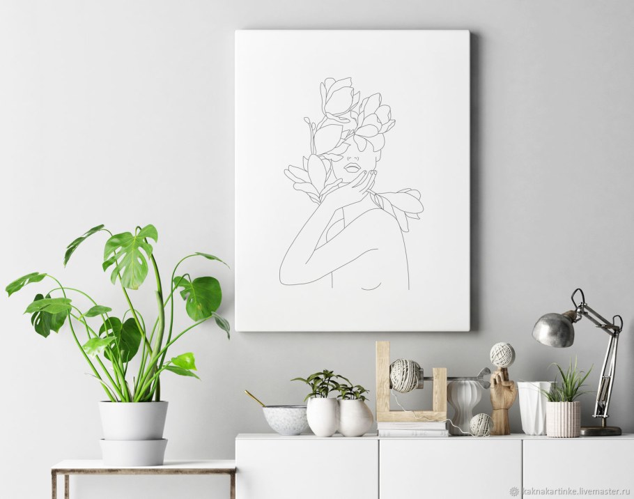 Мокап картина в интерьере