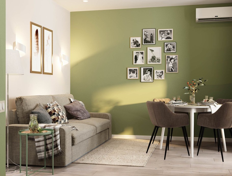 Гостиная в оливковых тонах