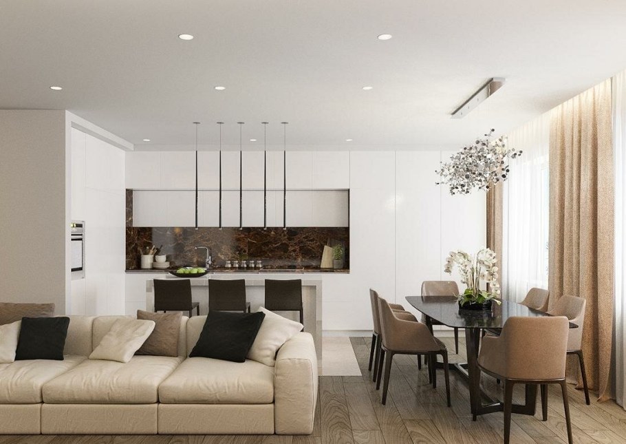 Современная кухня гостиная