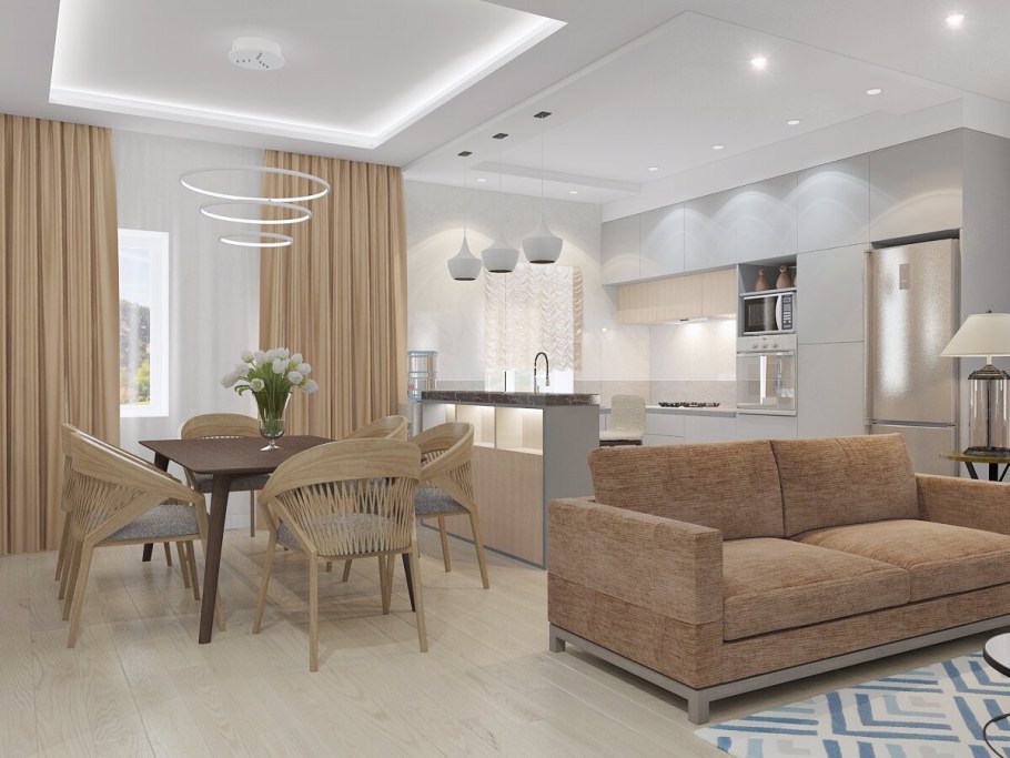 Гостиная Объединенная с кухней