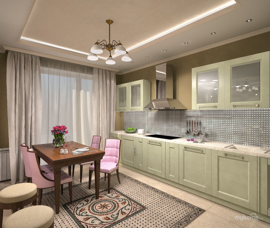 Зеленая кухня Неоклассика