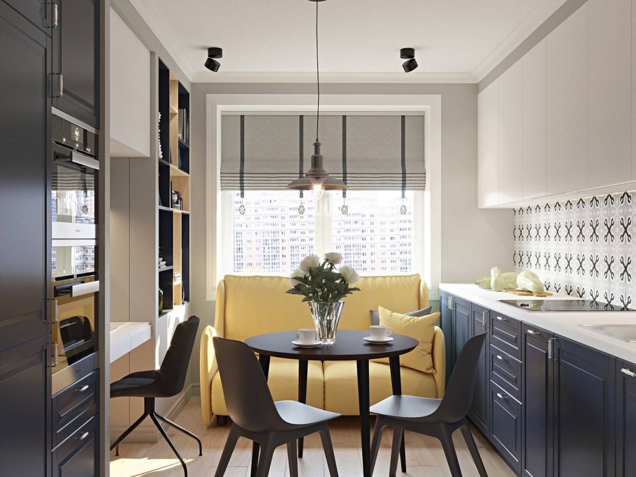 Планировка кухни 9 кв.м с диваном