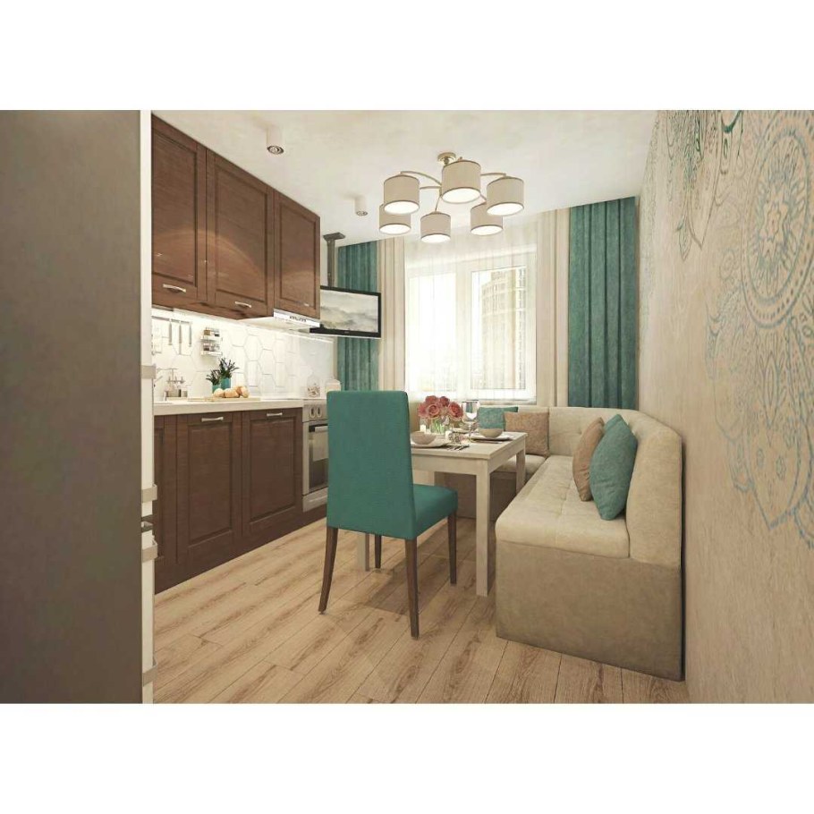 Интерьер кухни 10кв прямоугольная с диванчиком