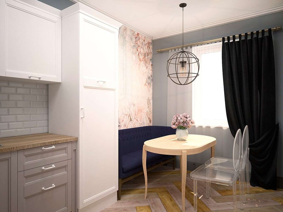 Интерьер кухни с диваном 10 кв