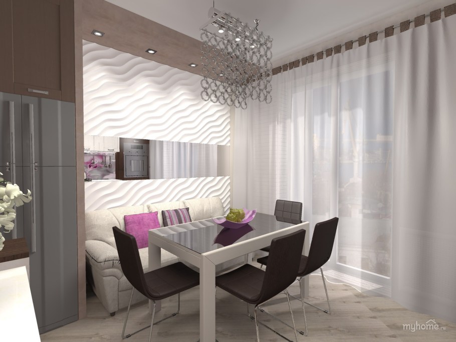 Кухня 12 метров с балконом и диваном