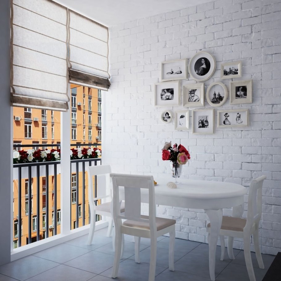 Декор белой кирпичной стены на кухне