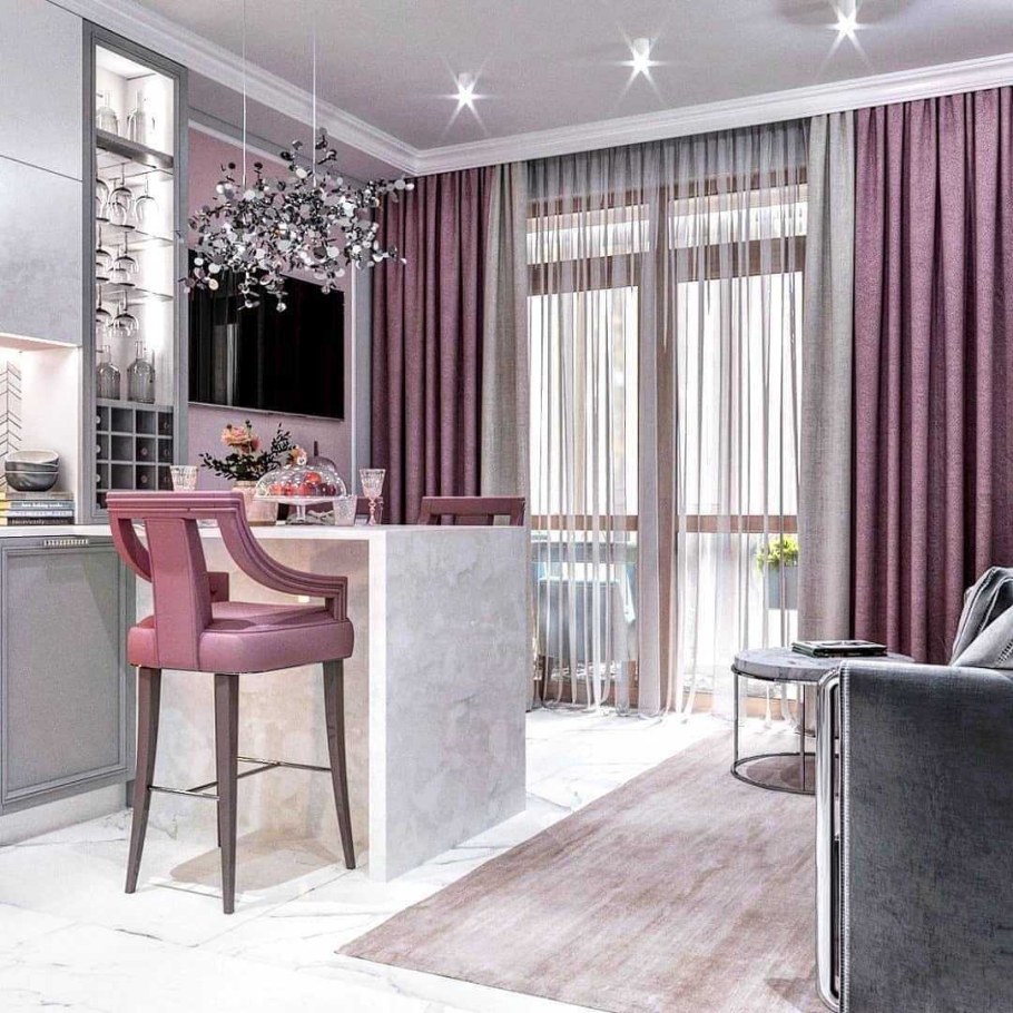 Разделение зоны кухни и гостиной