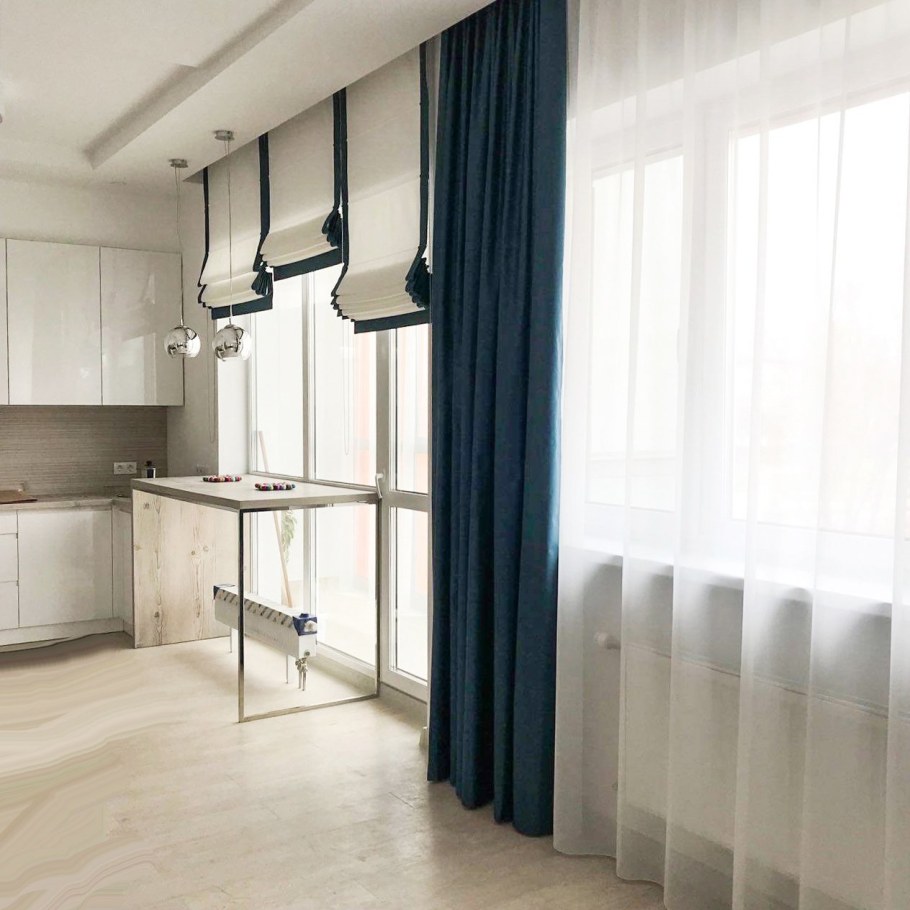 Шторы в кухню студию