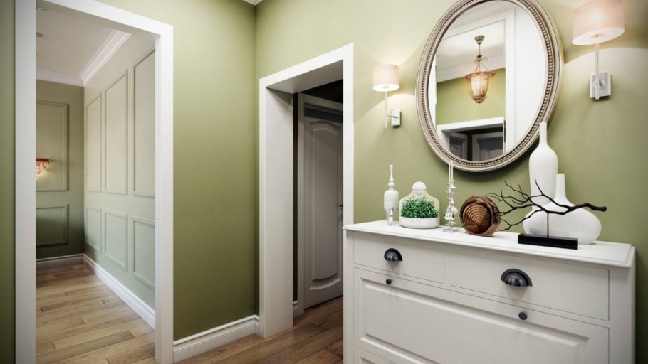 Прихожая в зеленом цвете