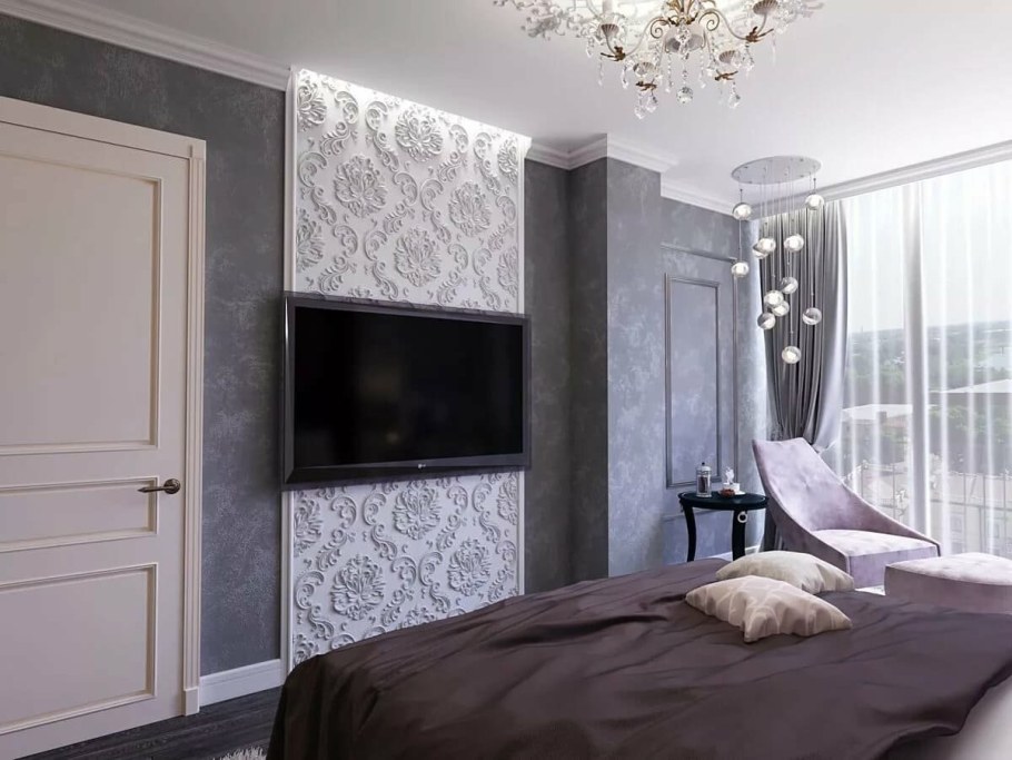 Молдинги в интерьере спальни