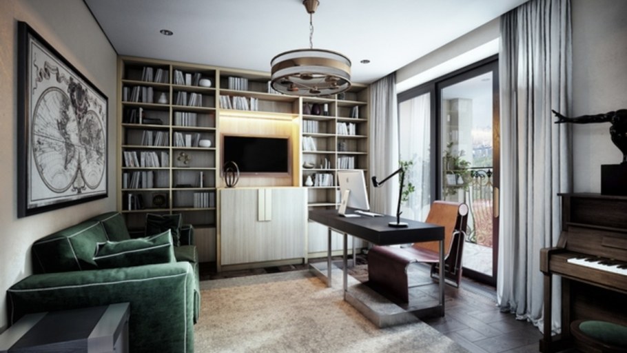 Интерьер кабинета в квартире