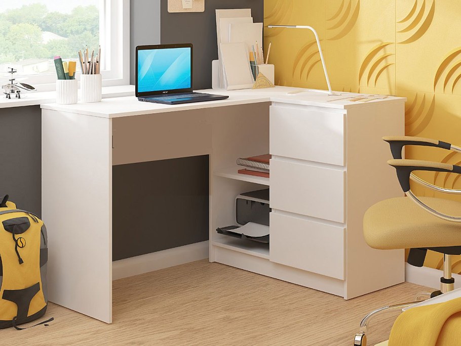 Стол Челси угловой сонома/белый глянец