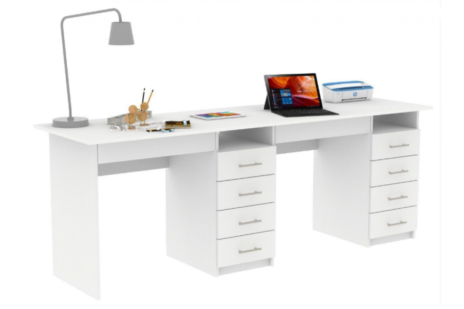 Стол письменный Тандем-2я белый