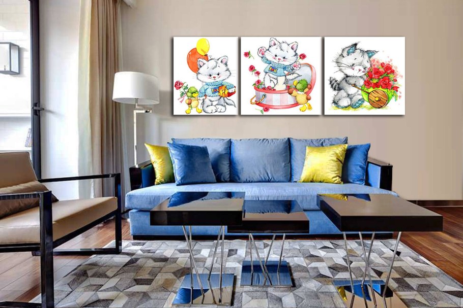 Голубой диван в интерьере