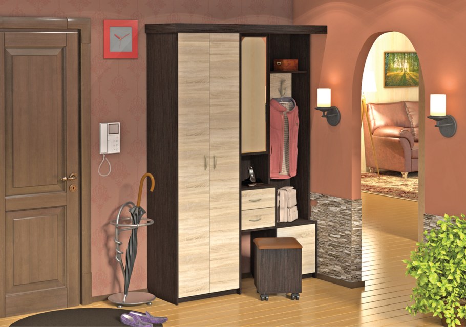 Прихожая Глория 301/02 с пуфом