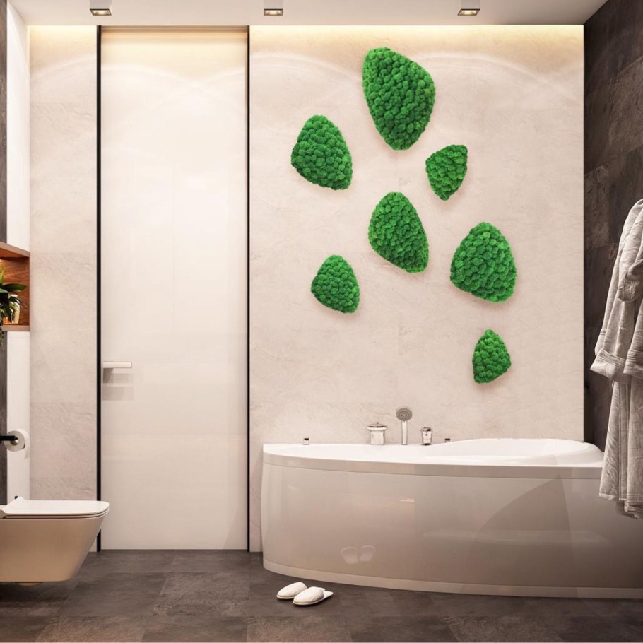 Декоративный мох в ванной