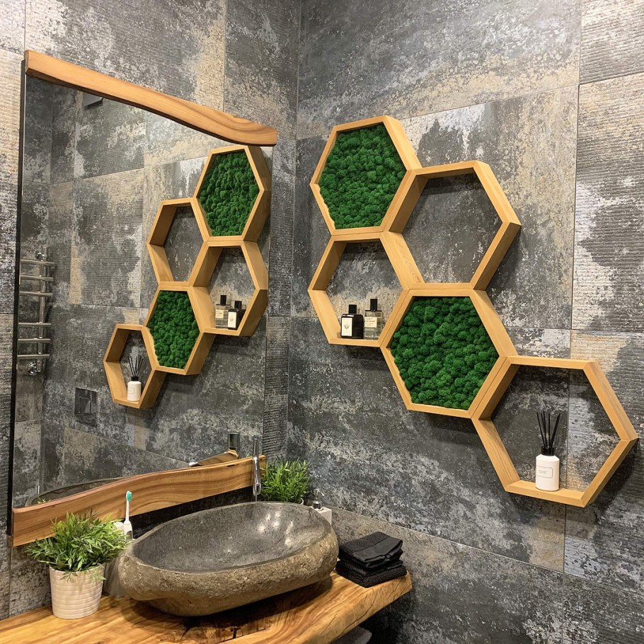 Декор стены мхом