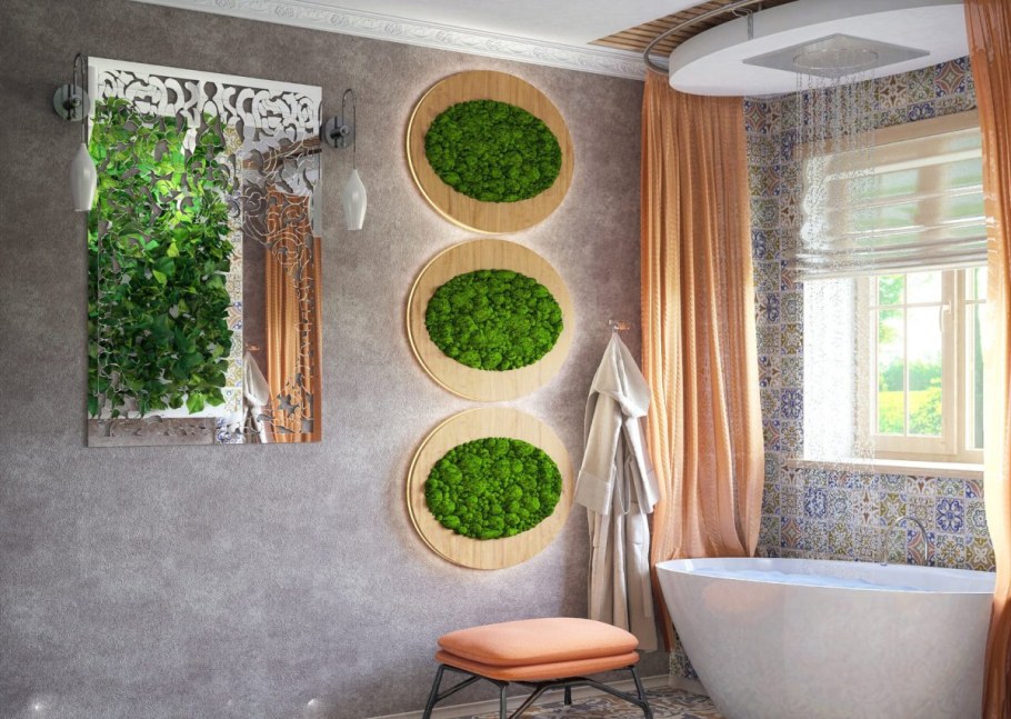 Декоративный мох в ванной