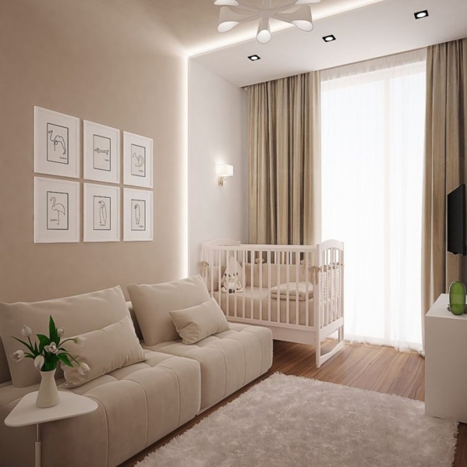 Комната в бело бежевых тонах