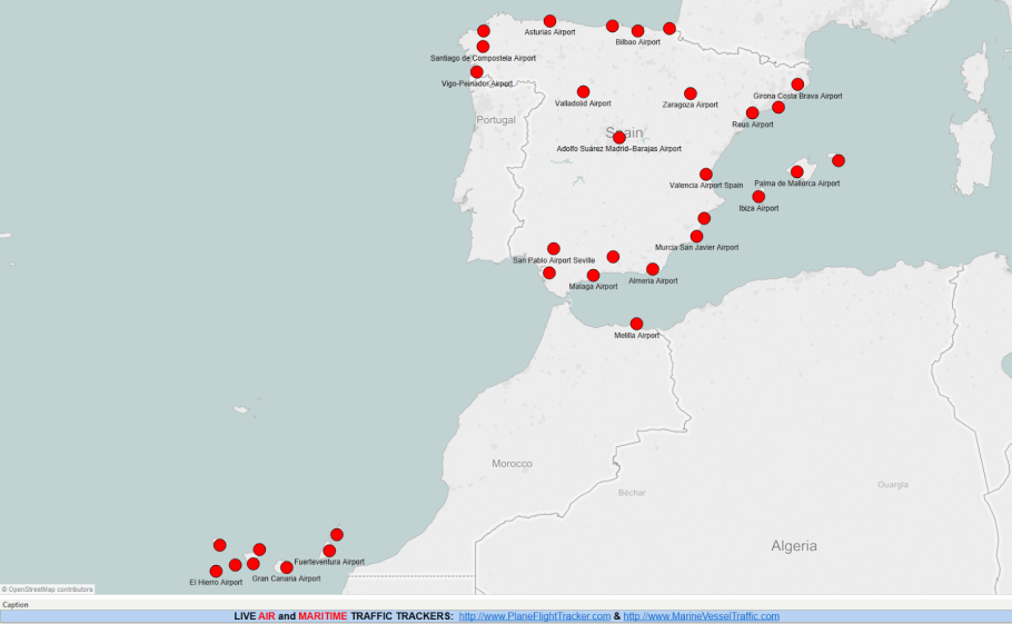 Аэропорты Испании международные на карте