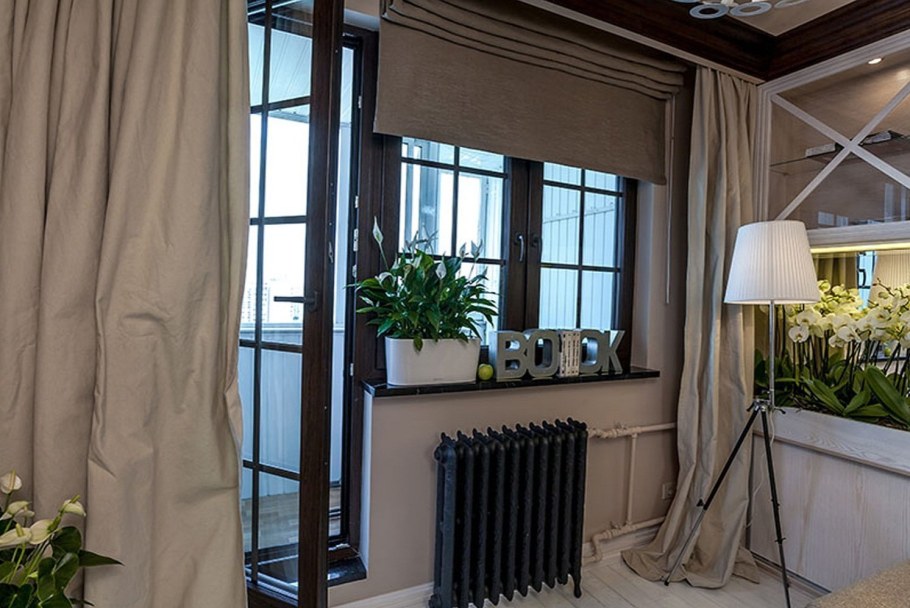 Темные рамы окон в интерьере