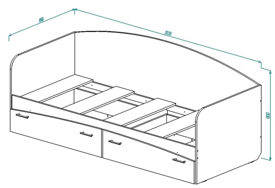 Кровать ЛДСП чертеж 2000 1400